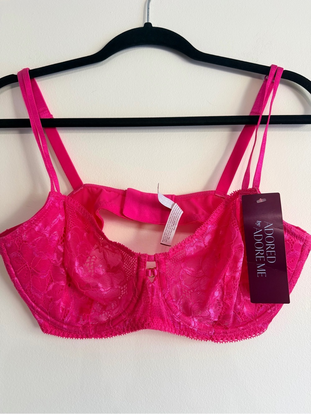 NWT Adored by Adore Me Pink Lace Sheer Underwire Bra 36D - Picture 4 of 8
